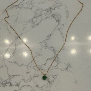 Kate Spade Gold Necklace with Green Charm